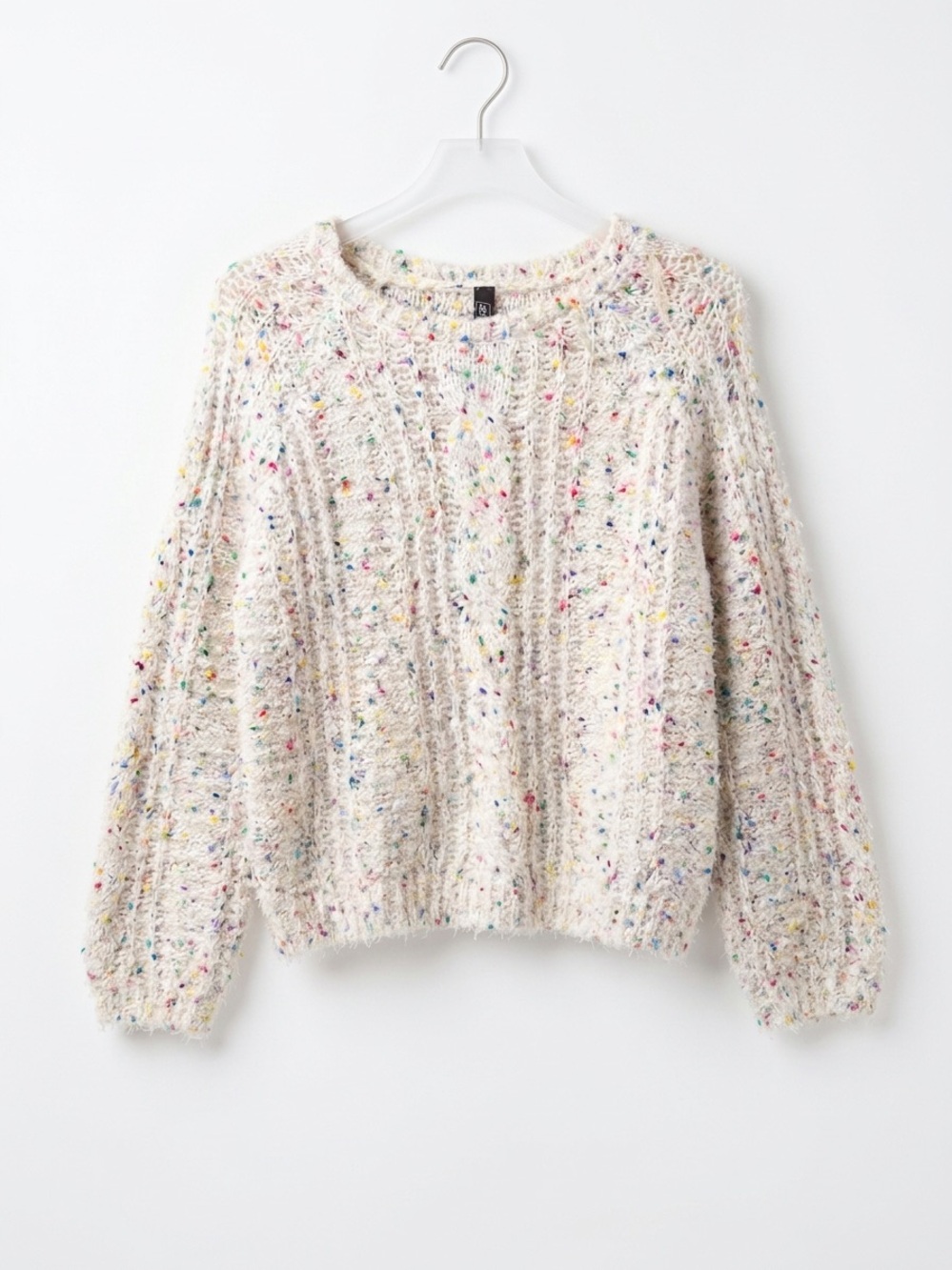 Alya Cream Crewneck Sweater with Multicolor Speckles